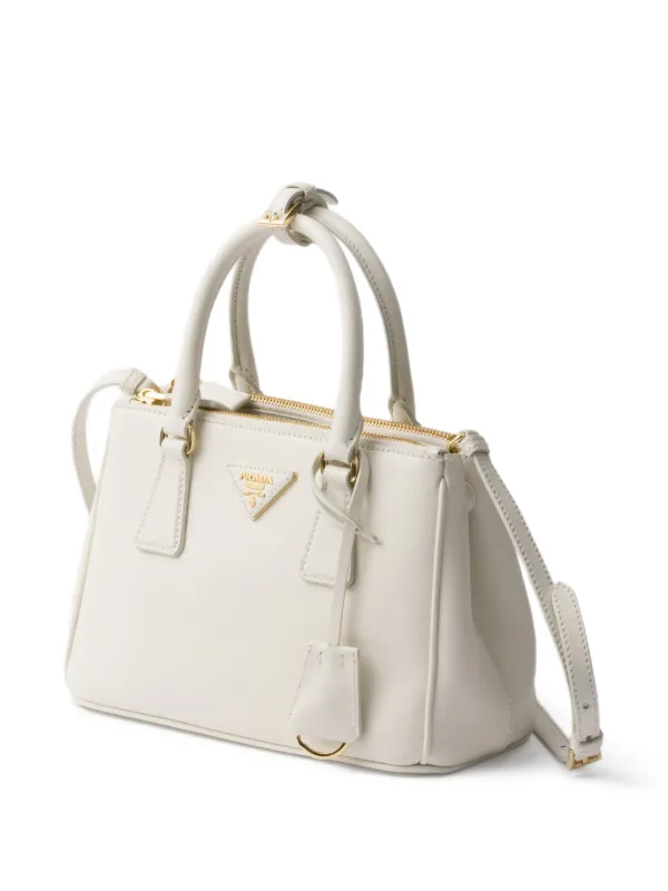 Prada Small Galleria Leather Tote Bag | White | FARFETCH