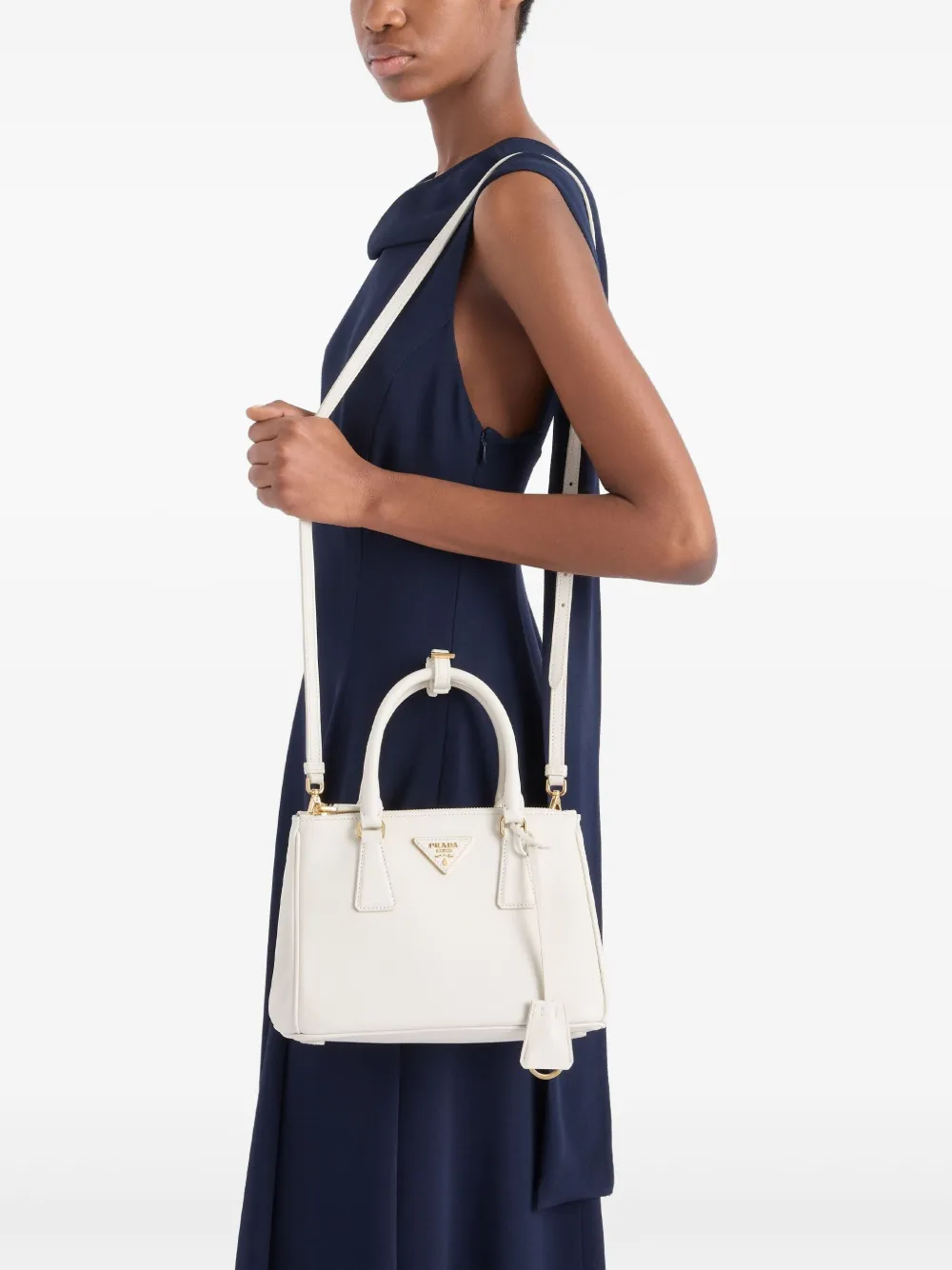 Prada Kleine Galleria leren shopper - Wit