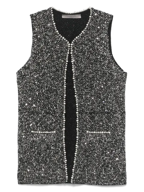 D.Exterior sequin-embellished gilet