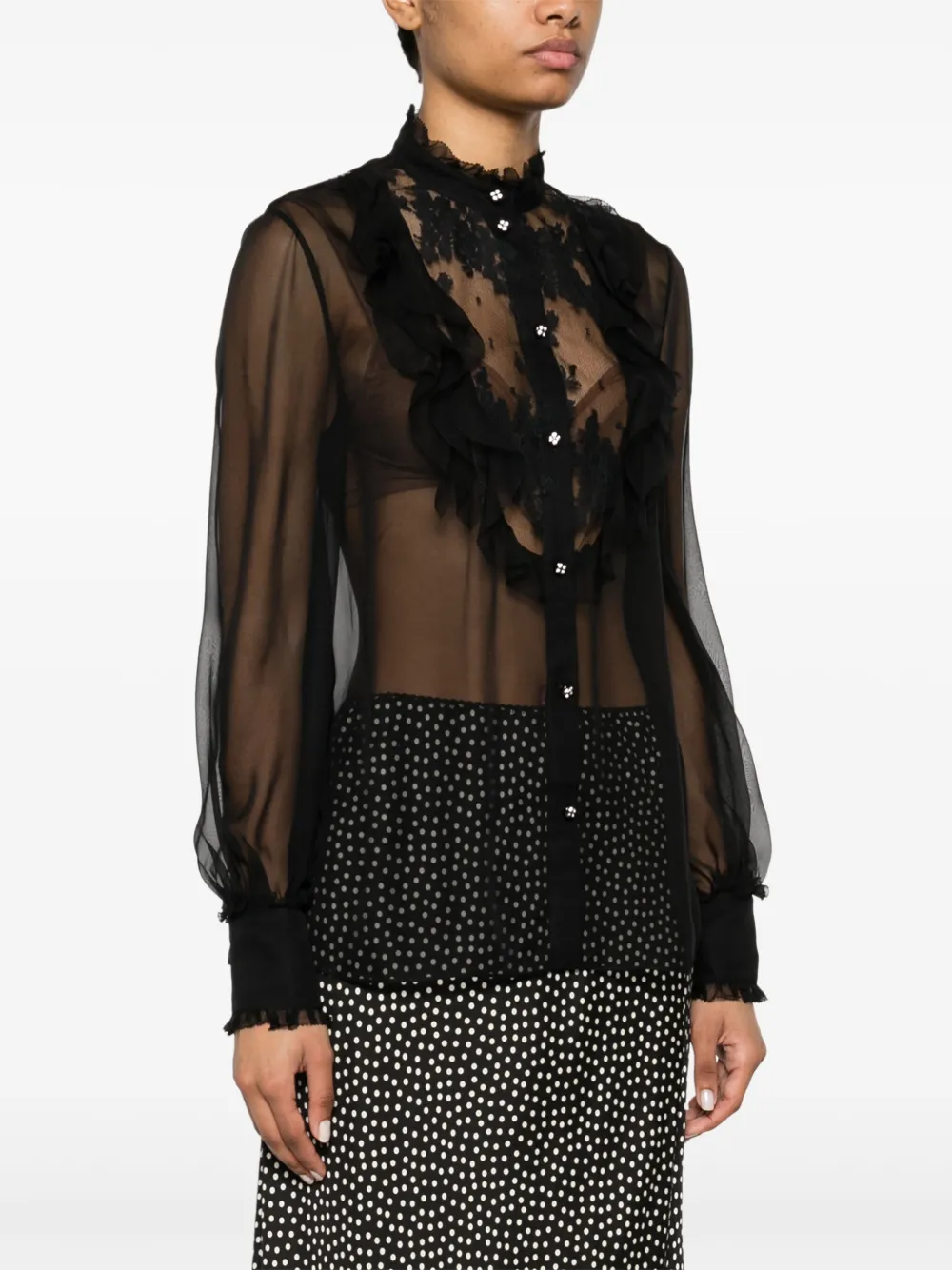 Valentino Garavani Blouse met ruches Zwart