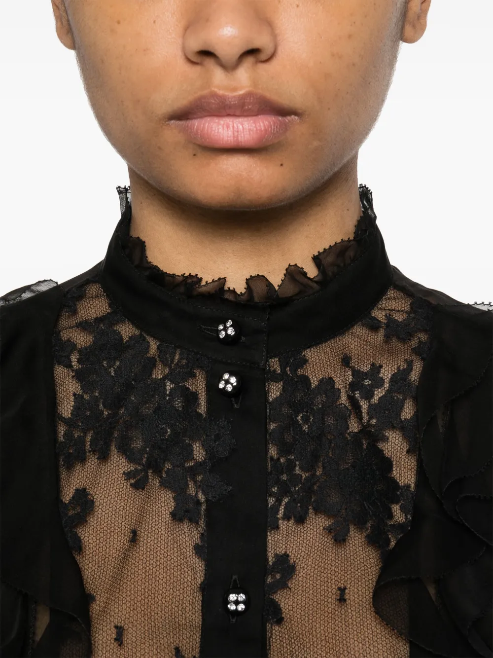 Valentino Garavani Blouse met ruches Zwart