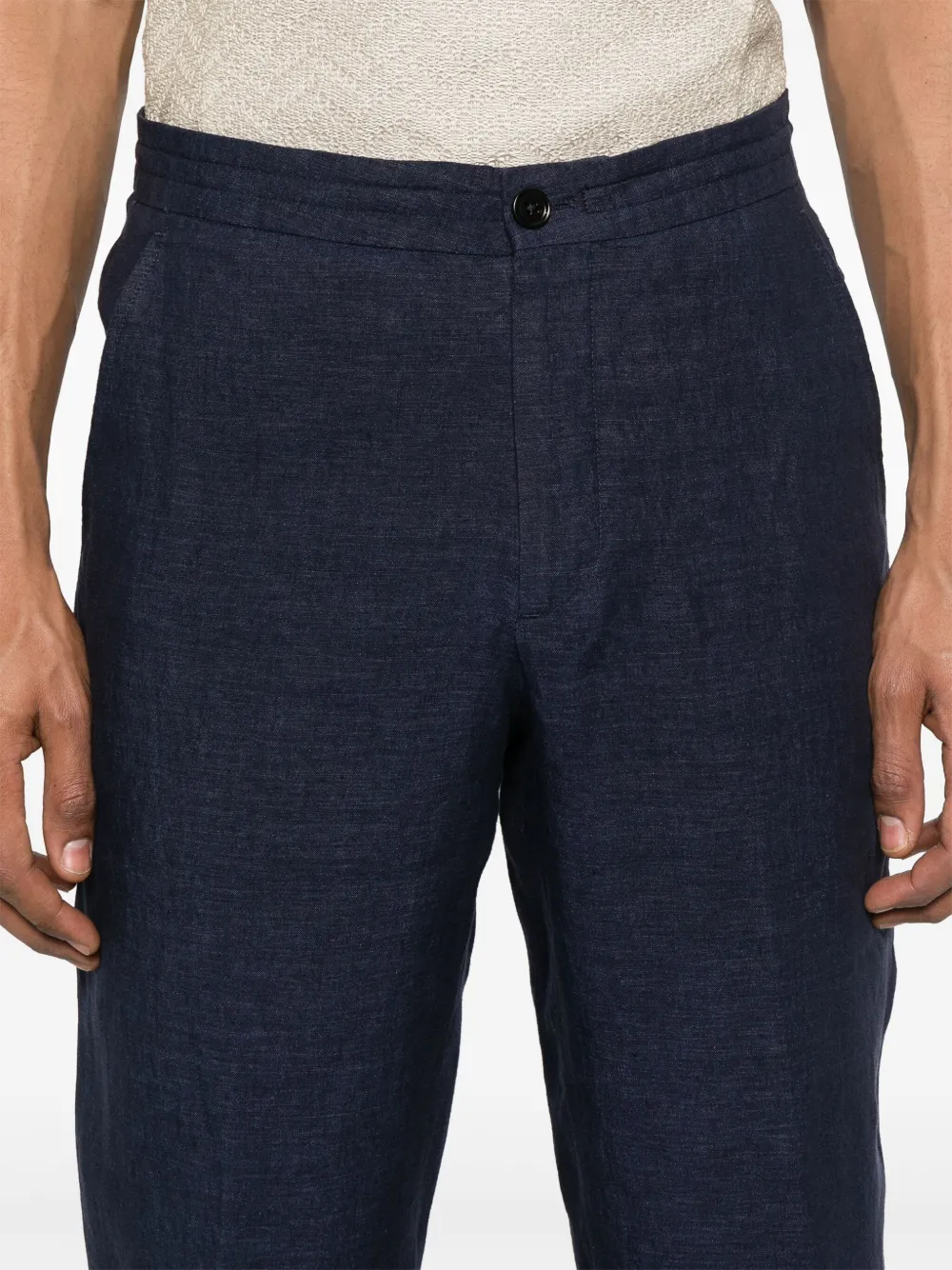 ZEGNA LINEN TAPERED TROUSERS