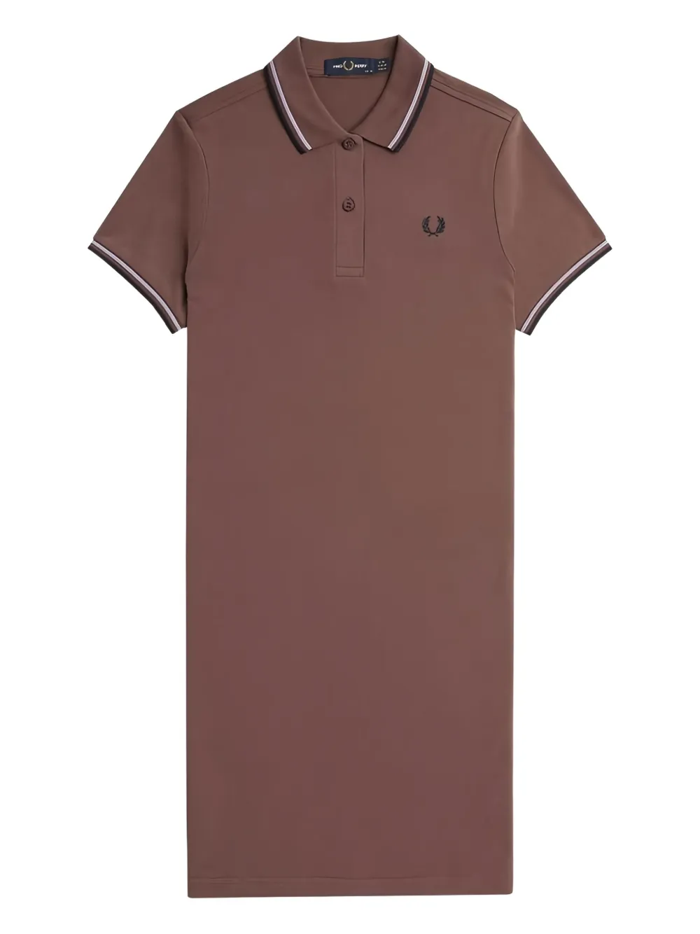 Fred Perry vestido midi con cuello de playera tipo polo | marrón | Image 1