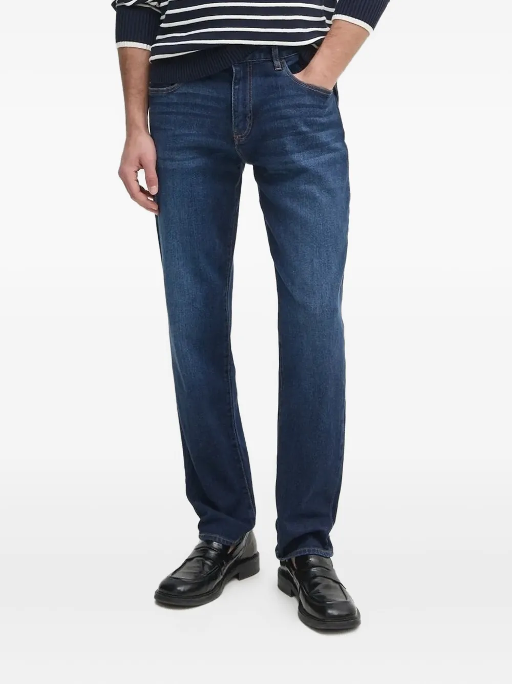 Armani Exchange logo-embroidered jeans Blauw