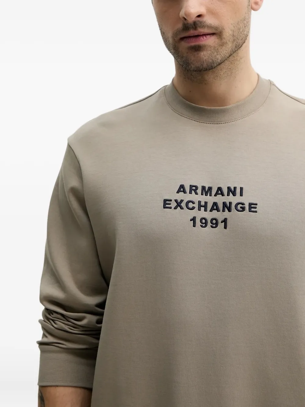 Armani Exchange logo-embroidered sweatshirt - Beige