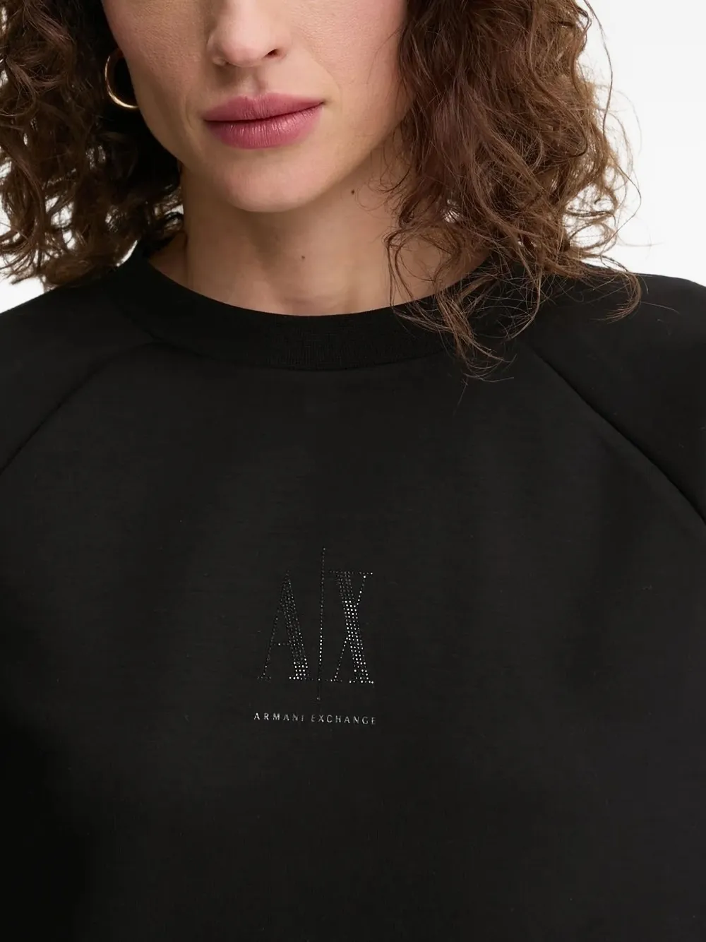 Armani Exchange Crystal-embellished Raglan Sweatshirt In Black