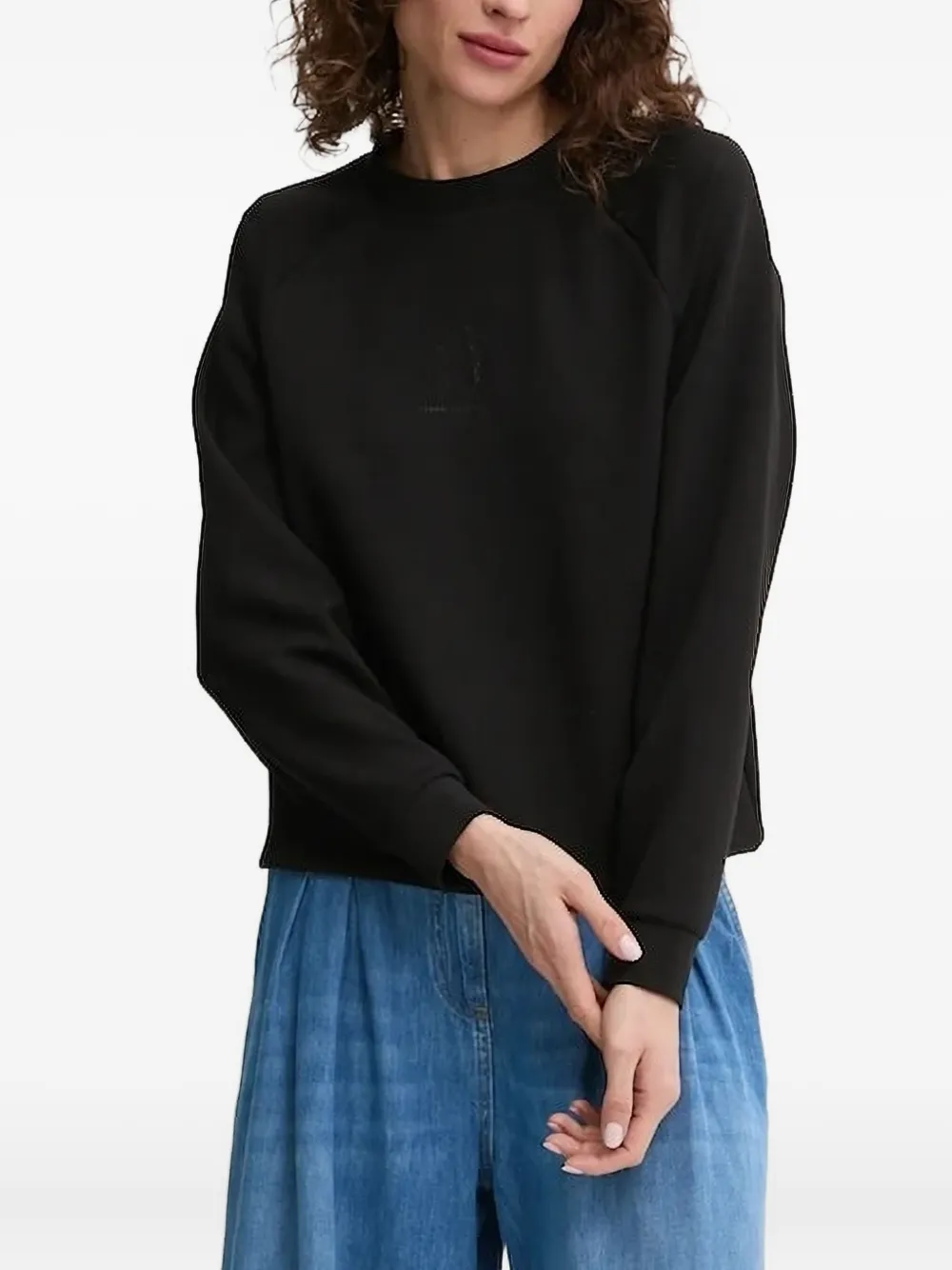 Armani Exchange Crystal-embellished Raglan Sweatshirt In Black