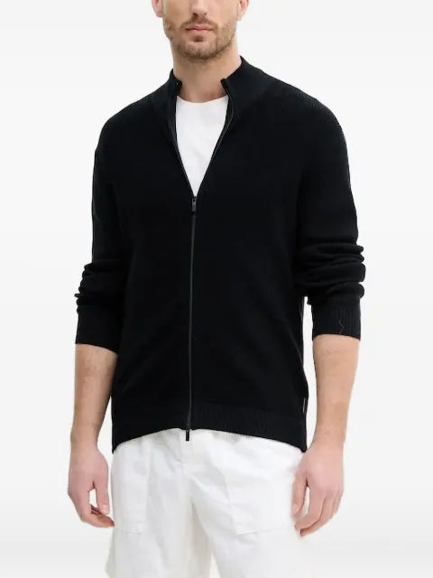 Armani Exchange zip-front ribbed cardigan
