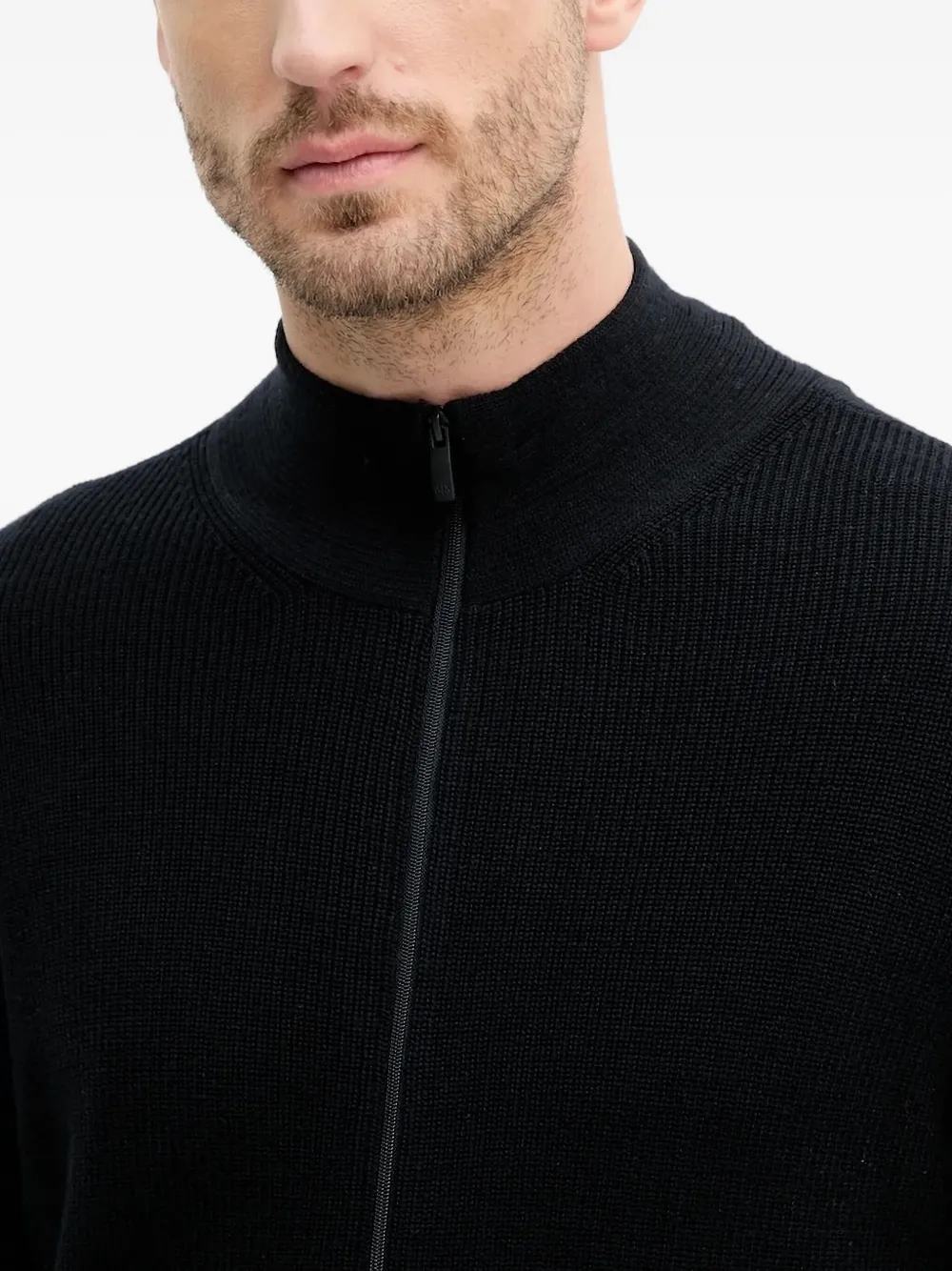 Armani Exchange Geribbeld vest met rits Zwart