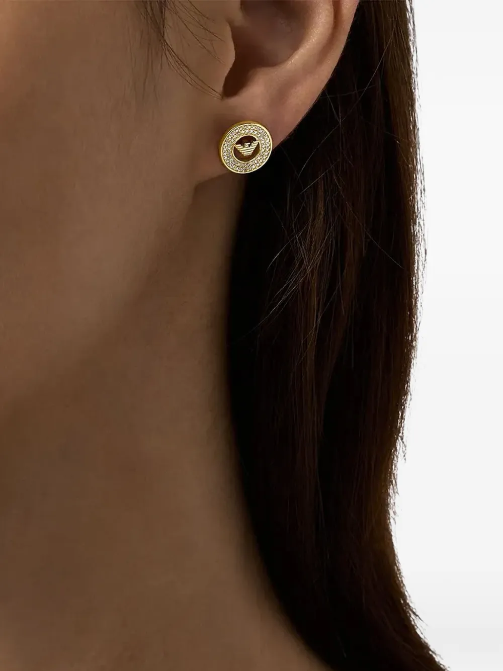 Emporio Armani logo-motif stud earrings - Goud