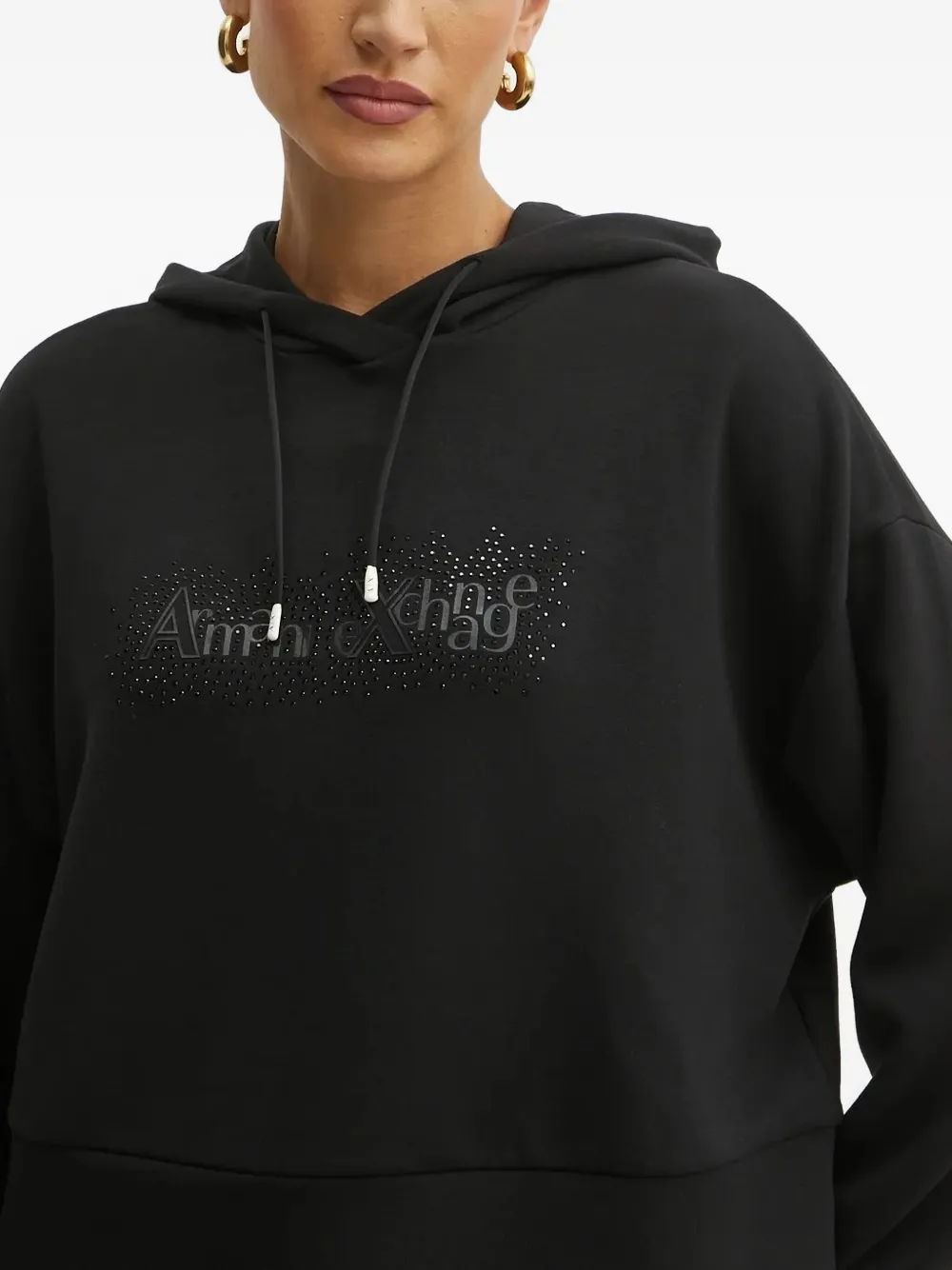 Armani Exchange Hoodie verfraaid met kristallen Zwart