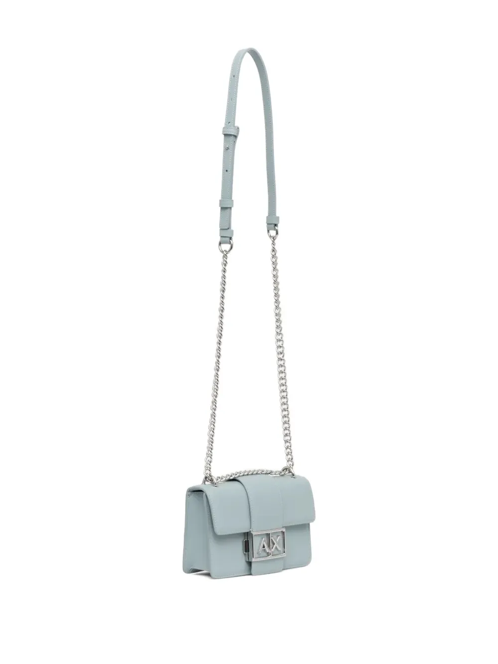 Armani Exchange Flap-front Chain-strap Satchel In Blue