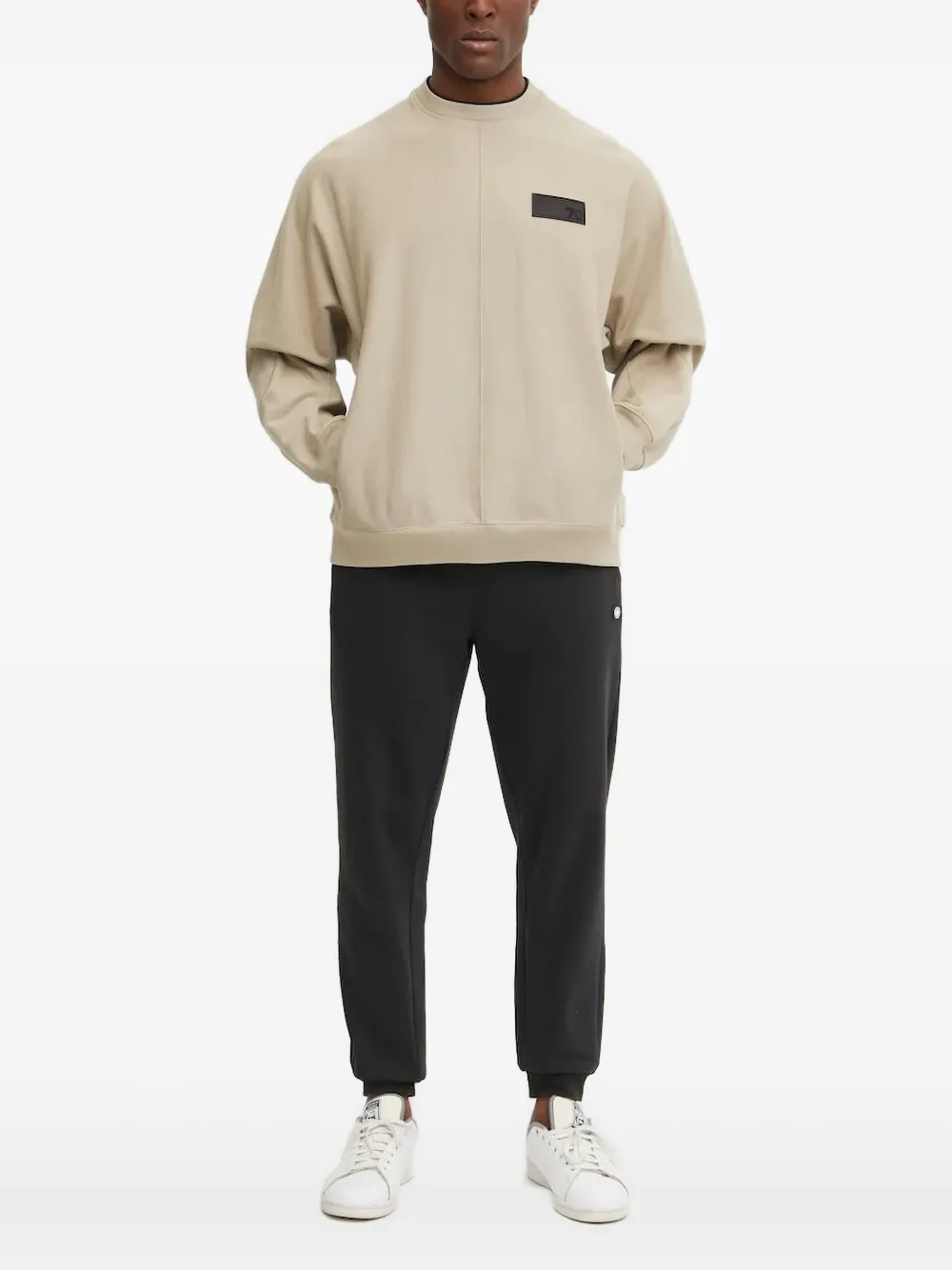 Ea7 Front-patch Sweatshirt In Neutral