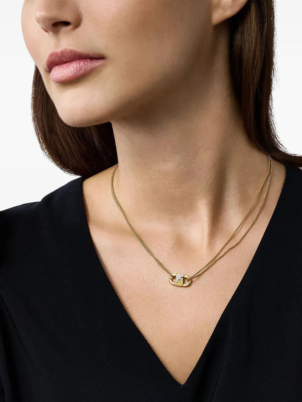 Emporio Armani crystal-embellished pendant necklace - Goud