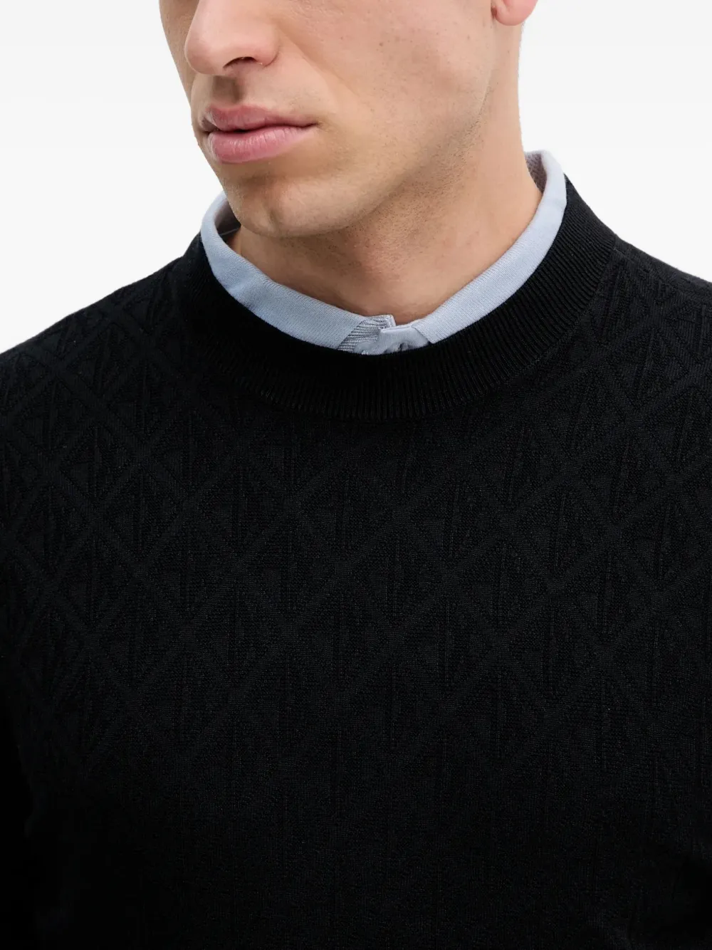 Armani Exchange Geometric-pattern Jumper In Black