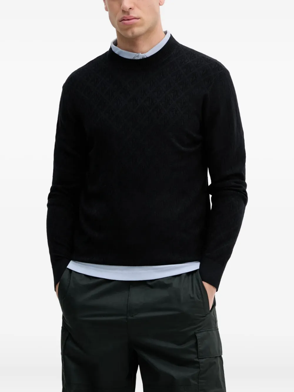 Armani Exchange ジオメトリックパターン プルオーバー - ブルー Armani Exchange ジオメトリックパターン プルオーバー - ブルー
