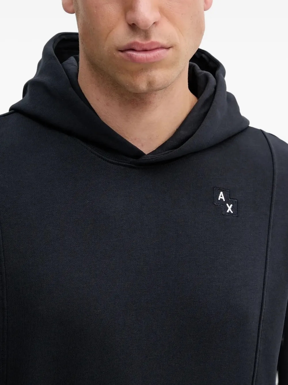 Armani Exchange embroidered-logo hoodie Blauw