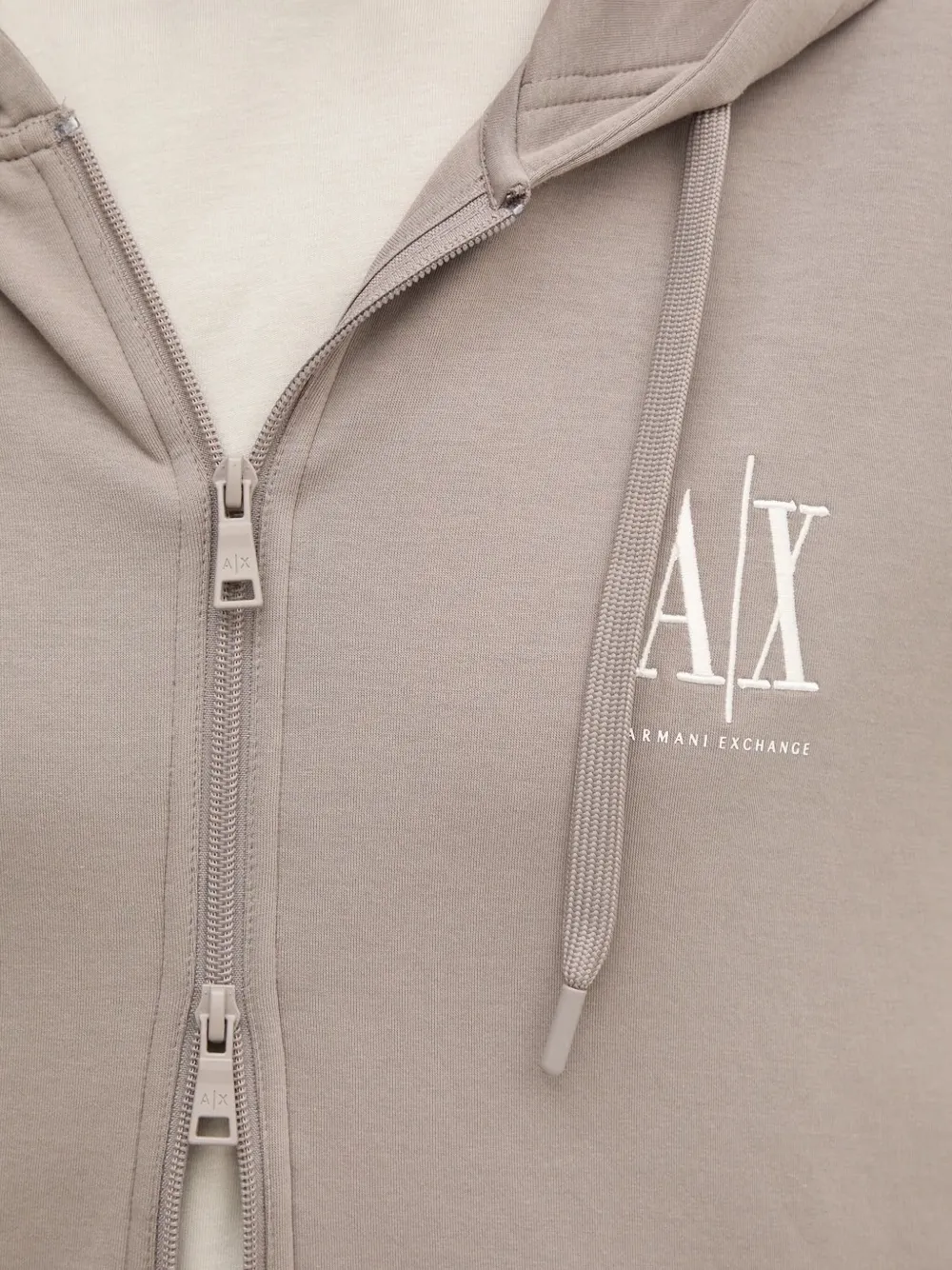 Armani Exchange Hoodie met geborduurd logo Beige