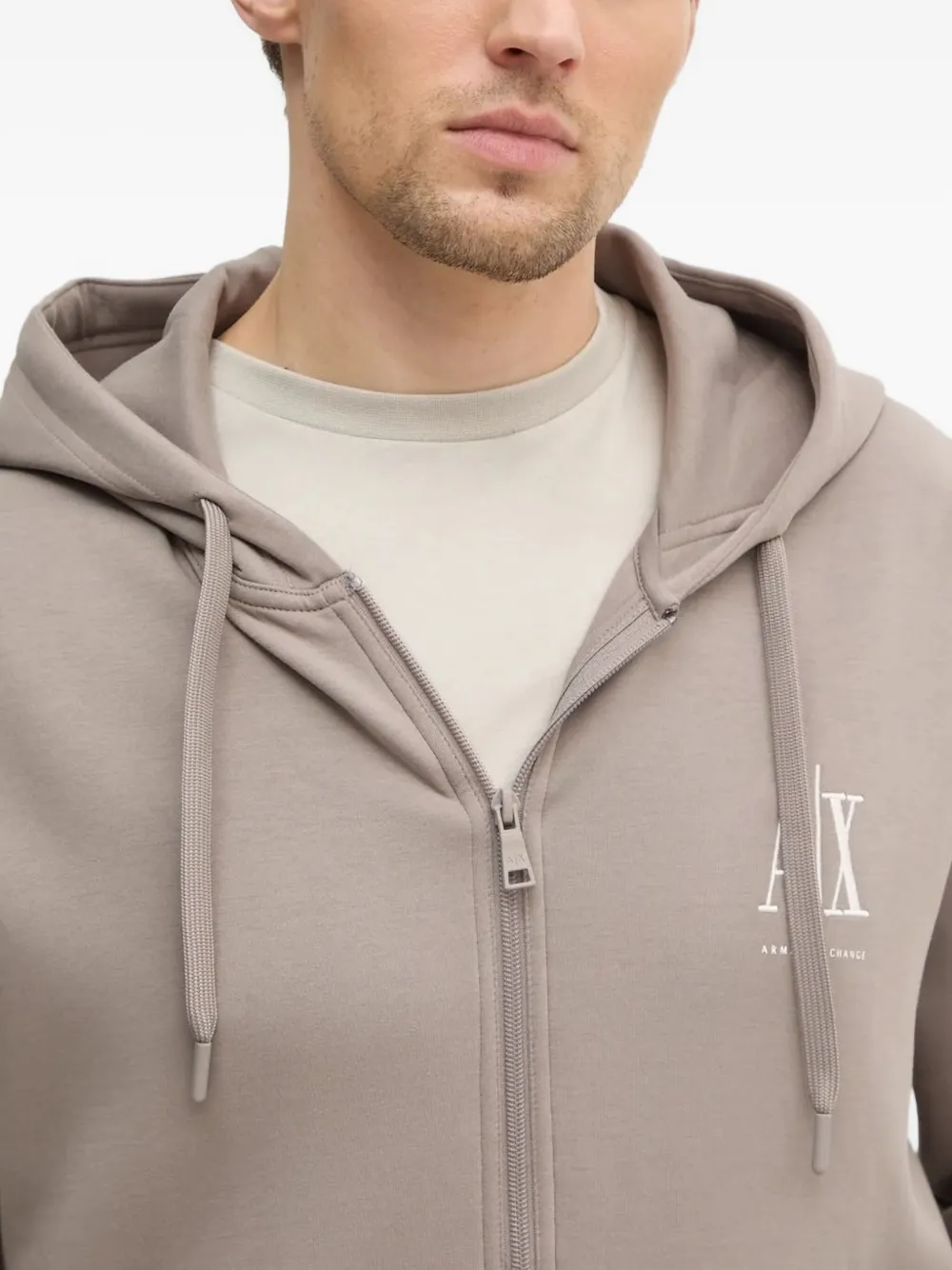 Armani Exchange Hoodie met geborduurd logo Beige