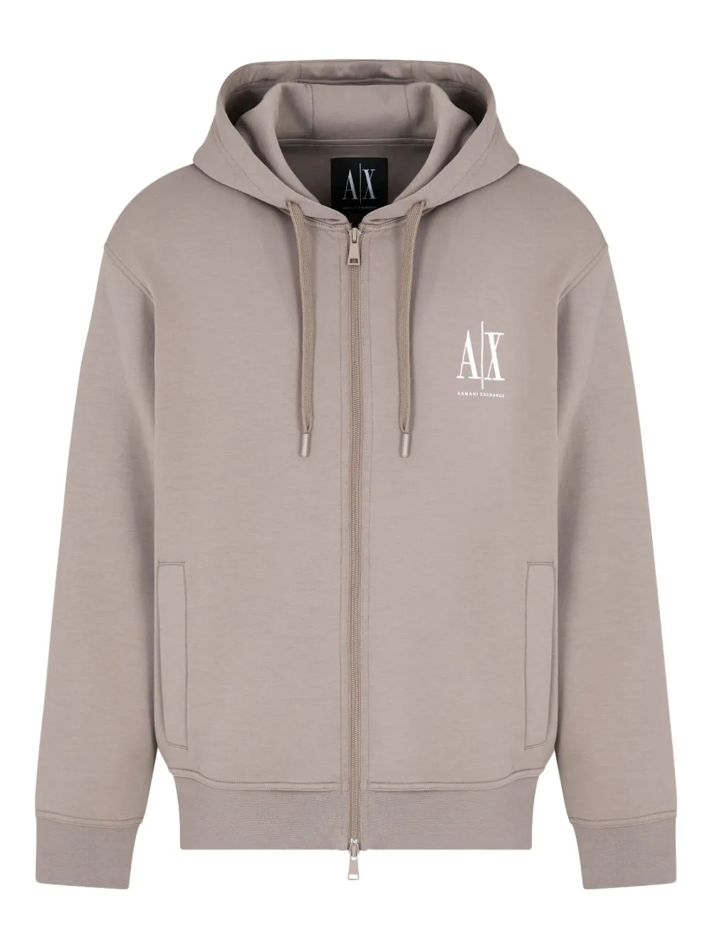 Armani Exchange logo-embroidered zip-up hoodie | Neutrals | Image 1
