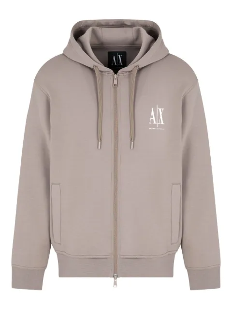 Armani Exchange logo-embroidered zip-up hoodie