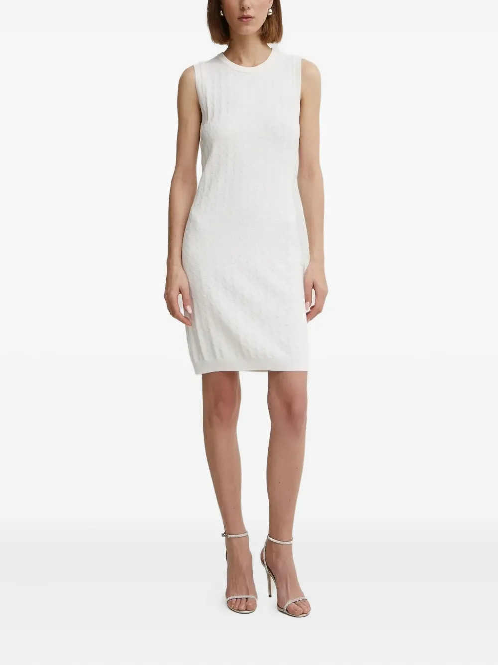 Armani Exchange cable-knit sleeveless mini dress | White | Image 1