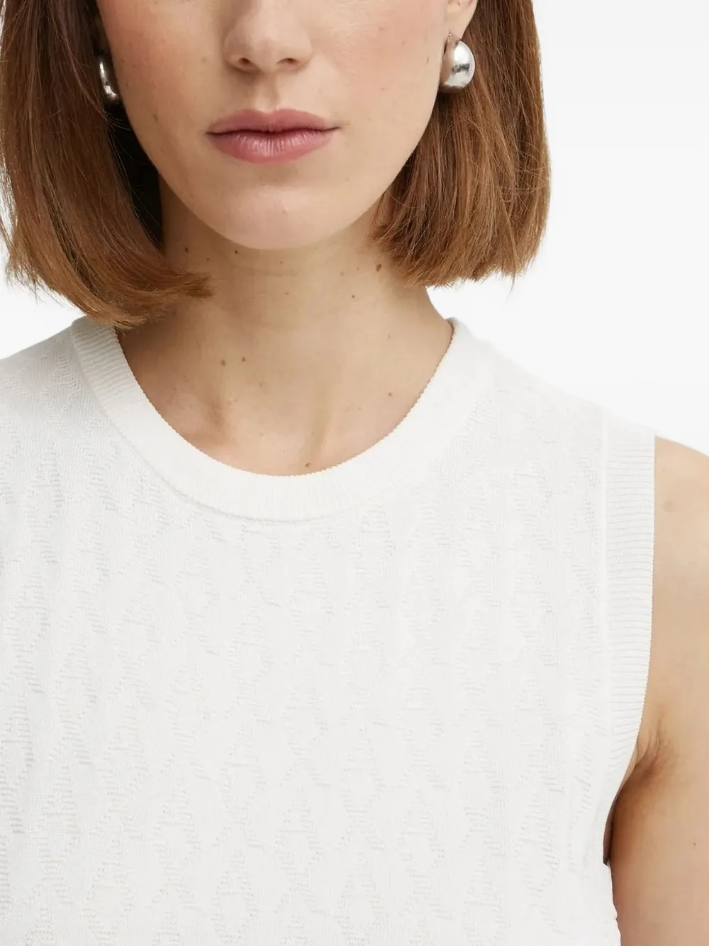 Armani Exchange Kabelgebreide mouwloze mini-jurk Wit