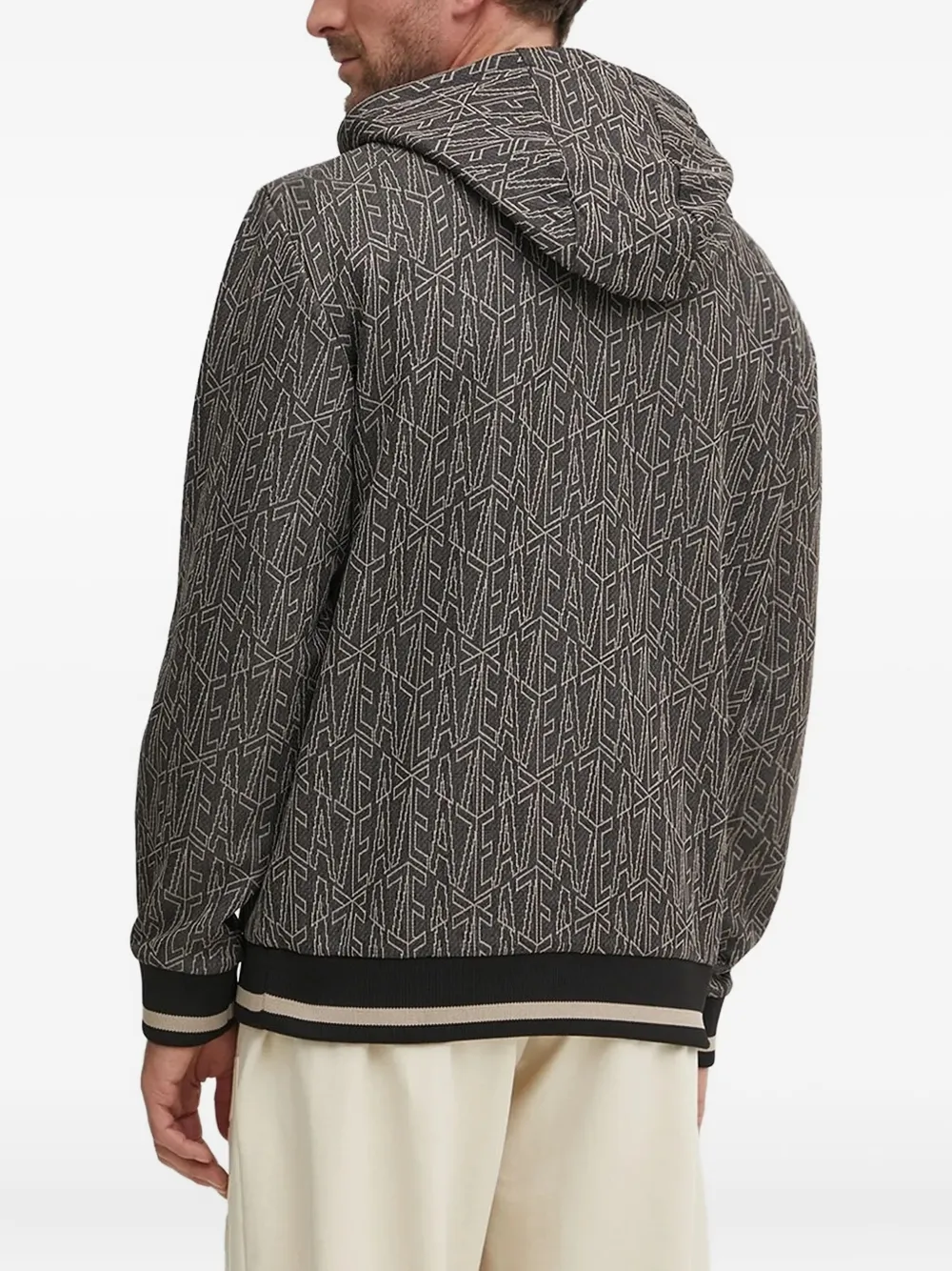 Ea7 Emporio Armani logo-pattern hooded sweater Grijs
