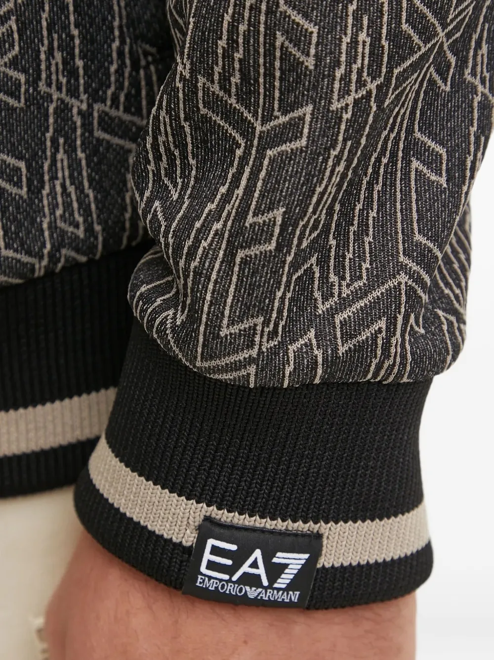Ea7 Emporio Armani logo-pattern hooded sweater Grijs