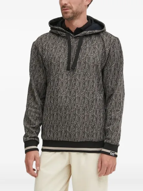 Ea7 Emporio Armani logo-pattern hooded sweater
