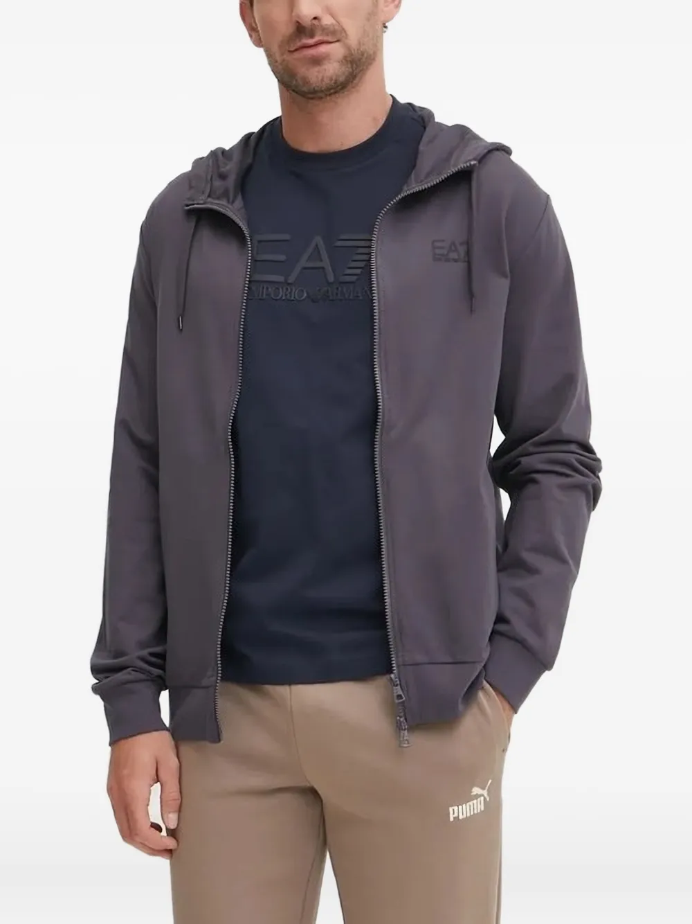 Ea7 Emporio Armani Hoodie met logodetail Grijs