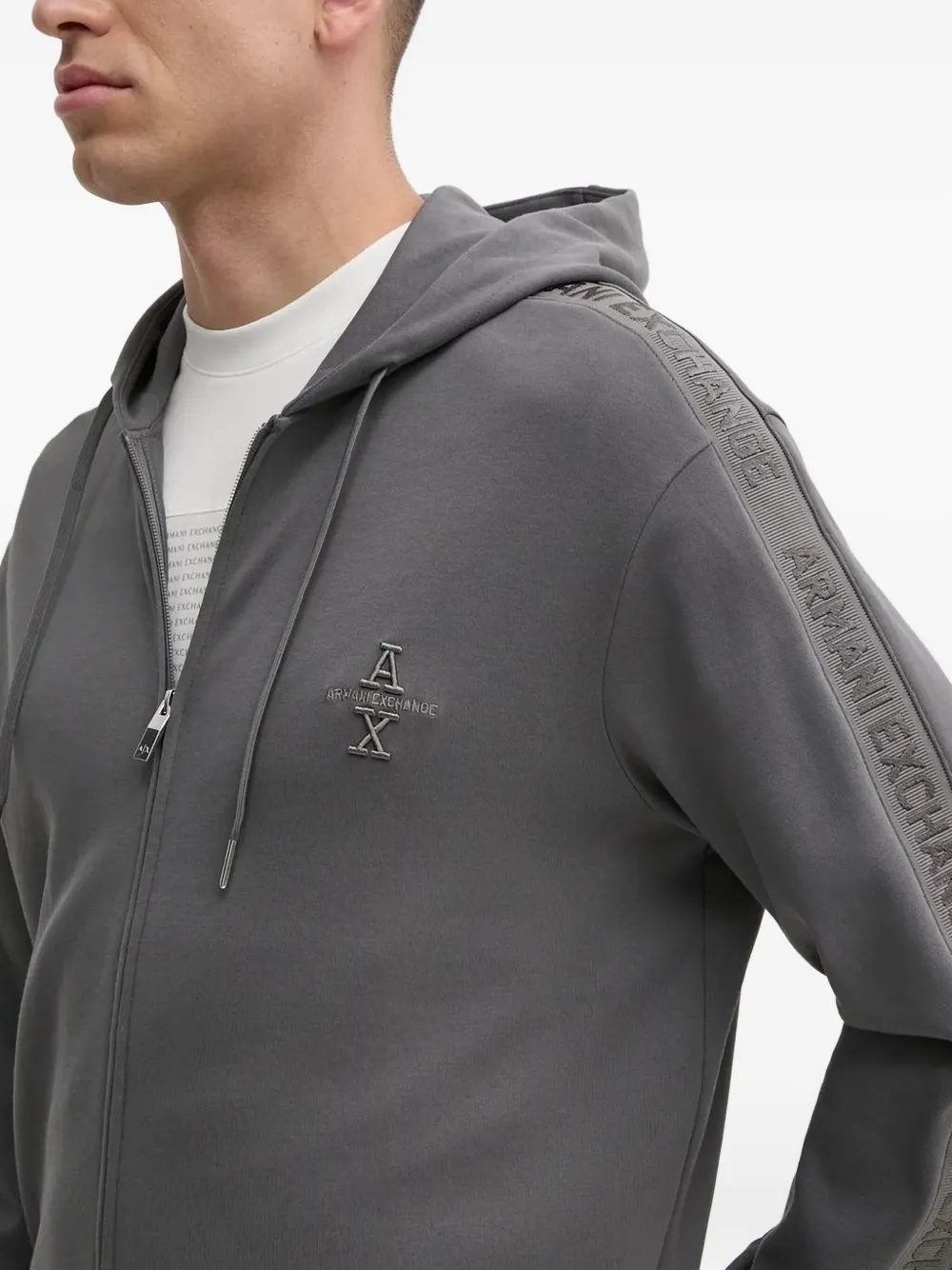 Armani Exchange Hoodie met geborduurd logo Grijs
