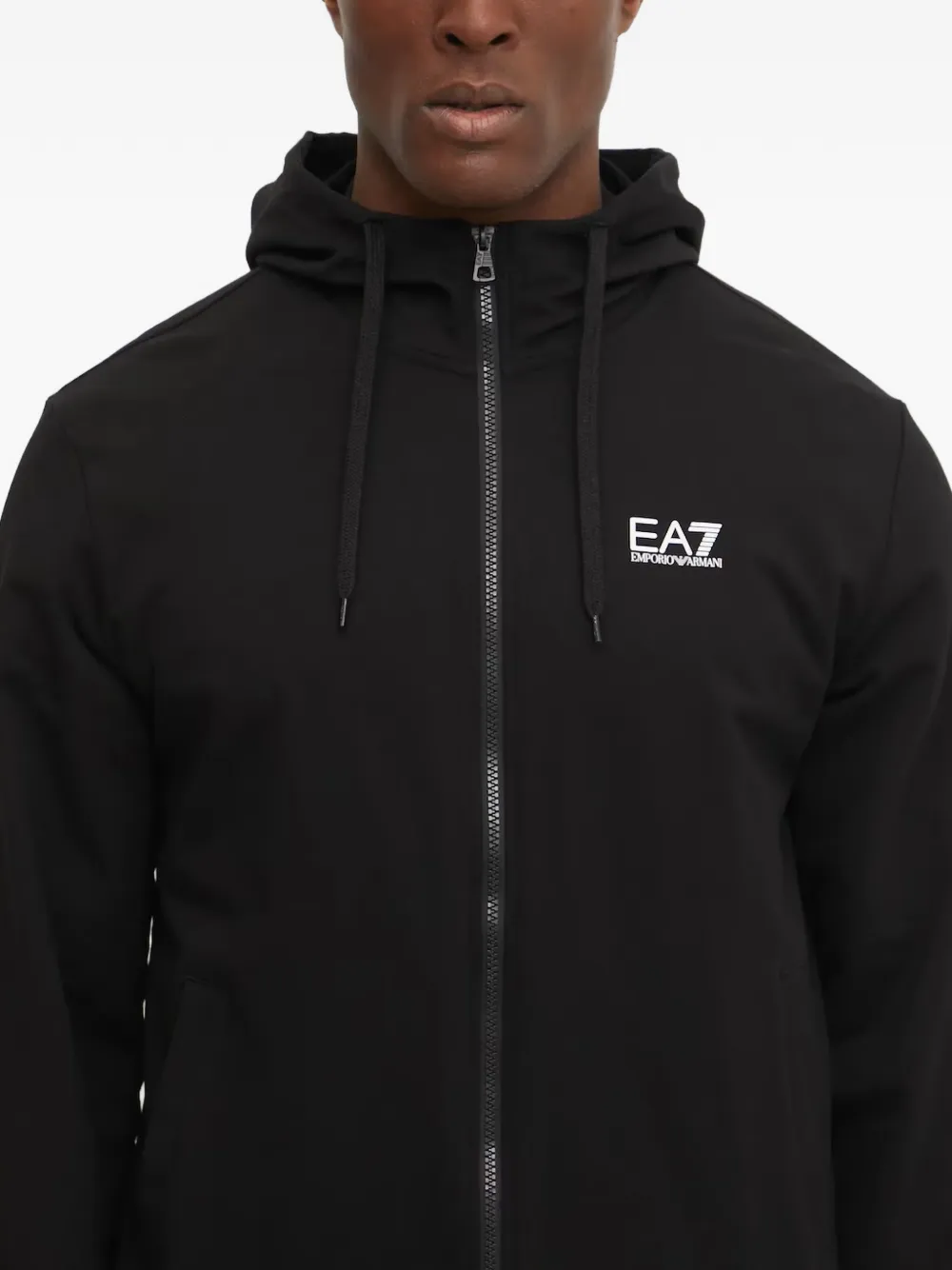 Ea7 Emporio Armani Hoodie met logoprint en rits Zwart