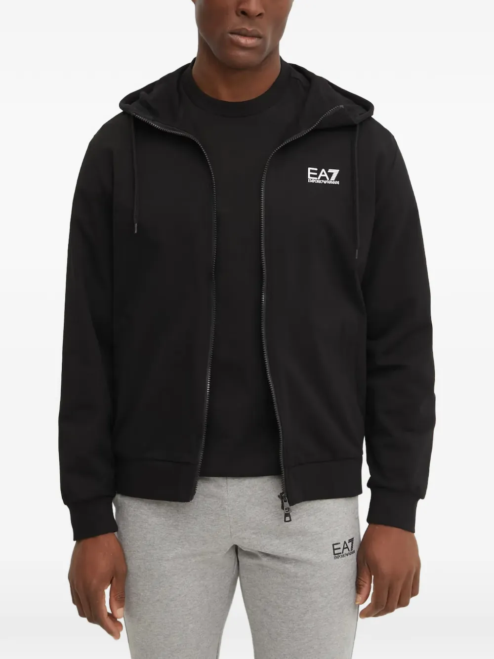 Ea7 Emporio Armani logo-print zip-up hoodie - Nero