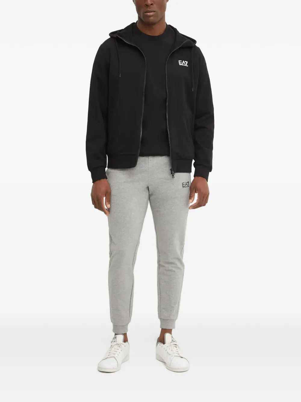 Ea7 Emporio Armani Hoodie met logoprint en rits Zwart