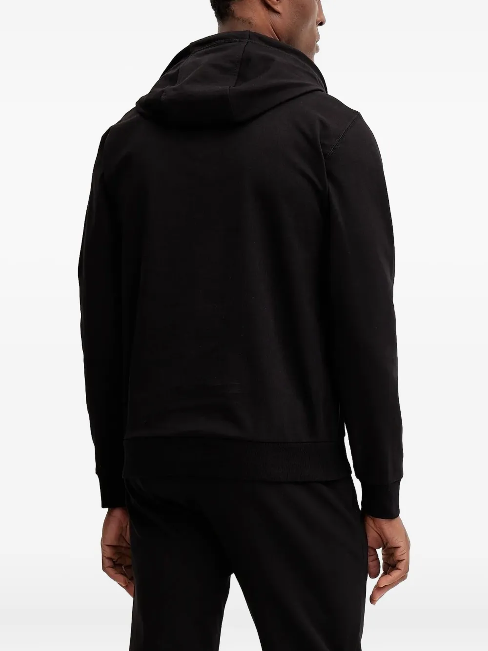 Ea7 Emporio Armani logo-embossed hoodie Zwart