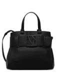 Armani Exchange textured leather tote bag - Black
