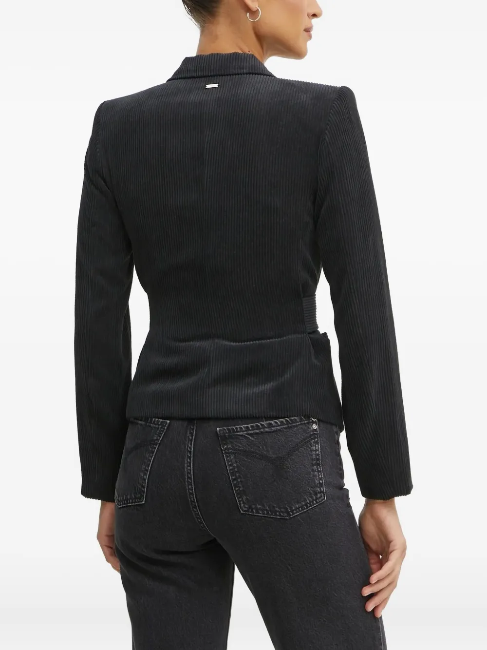 Armani Exchange Ribfluwelen blazer met riem Zwart