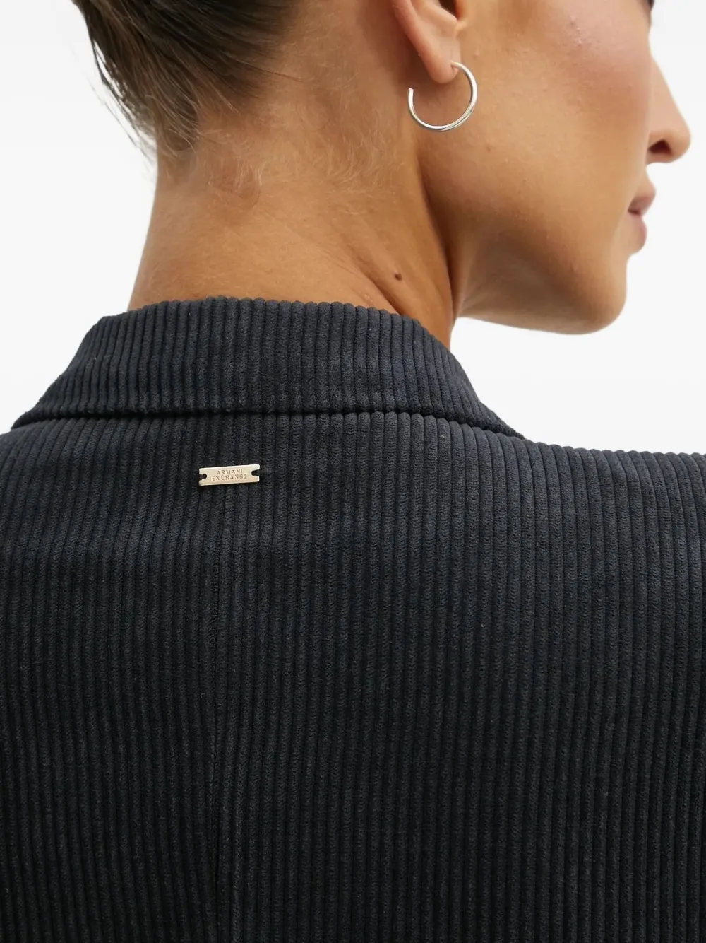 Armani Exchange Ribfluwelen blazer met riem Zwart