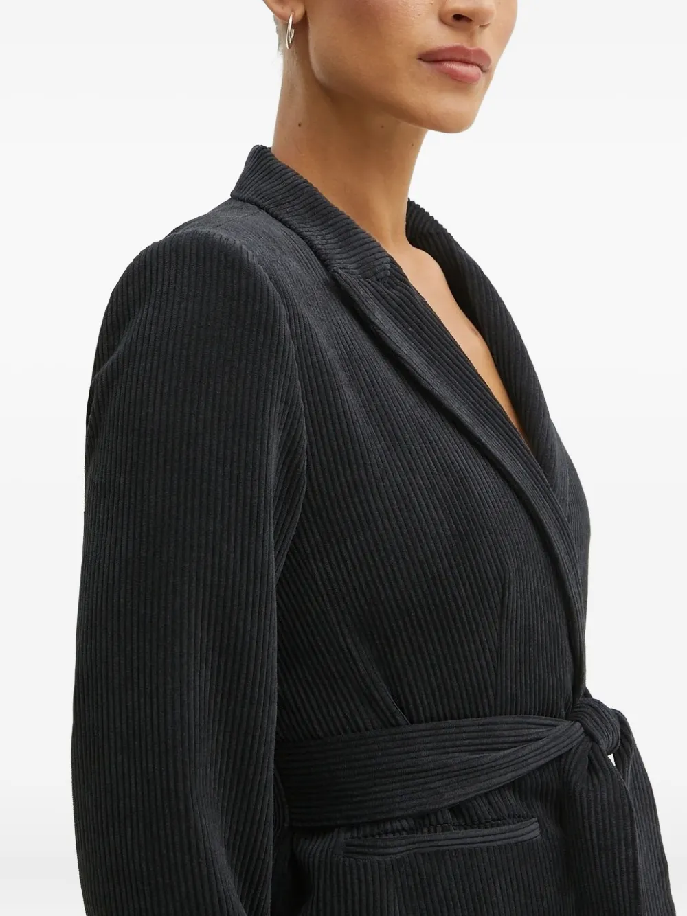Armani Exchange Ribfluwelen blazer met riem Zwart