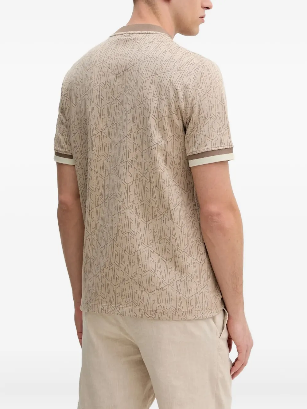 Ea7 Emporio Armani logo-pattern T-shirt - Beige