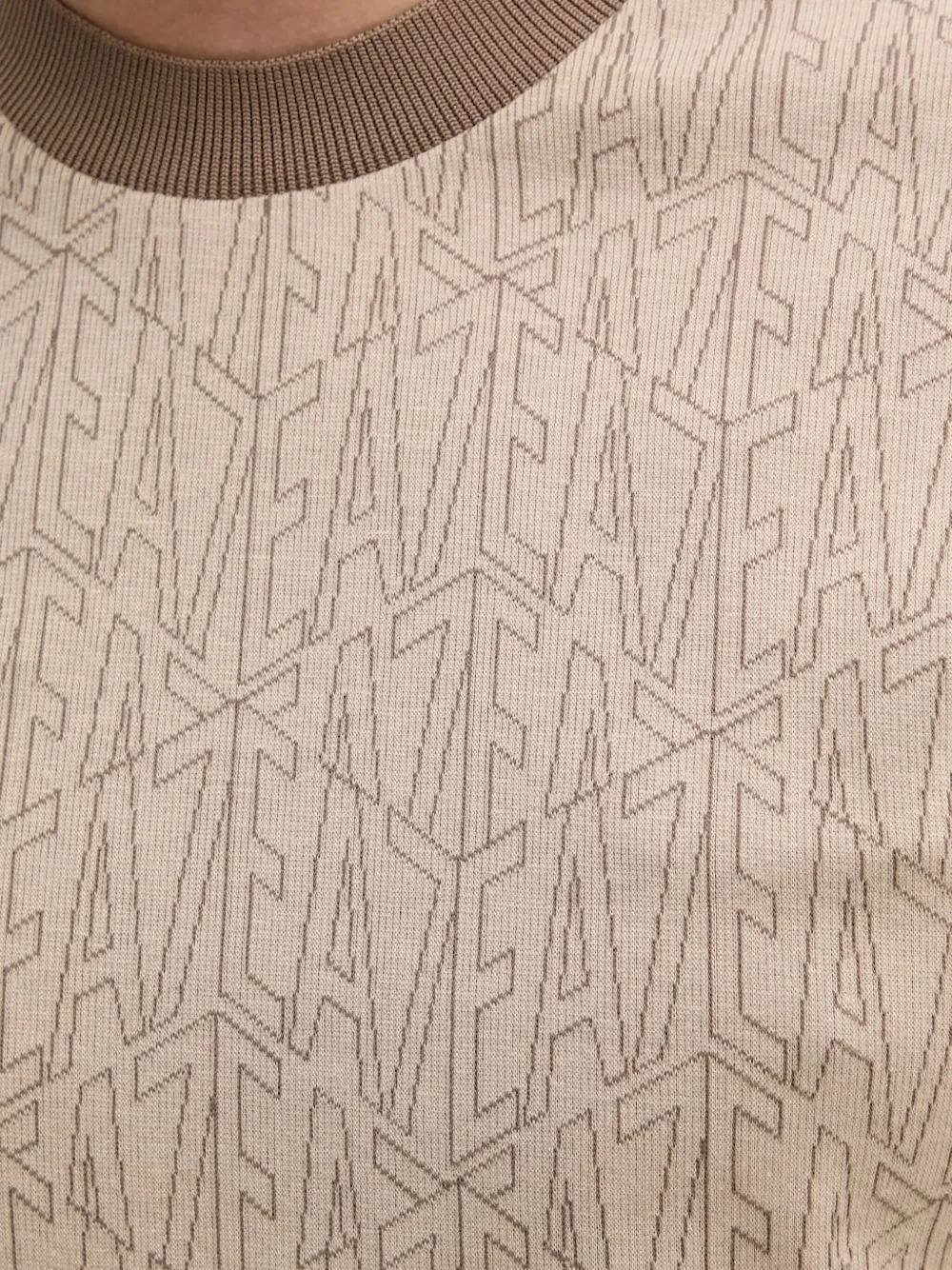 Ea7 Emporio Armani logo-pattern T-shirt Beige