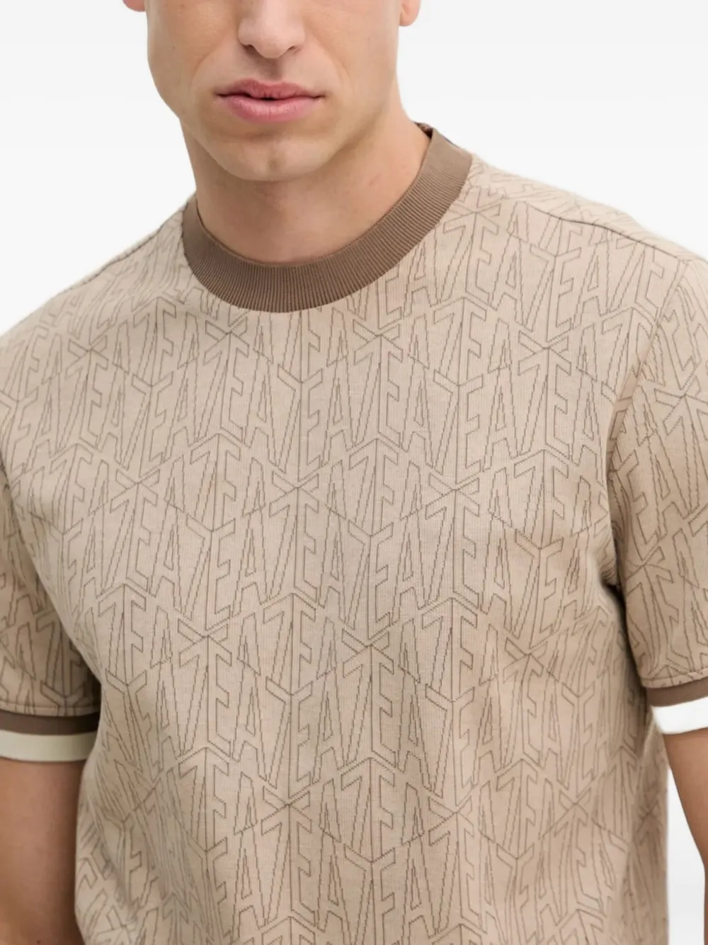 Ea7 Emporio Armani logo-pattern T-shirt Beige