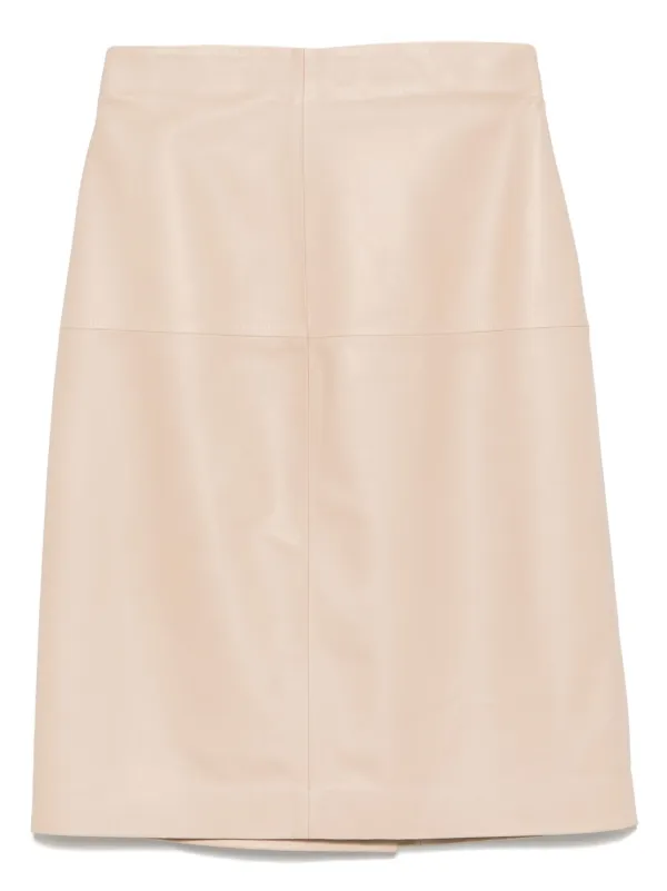 Kiton Leather Mini Skirt in Neutrals