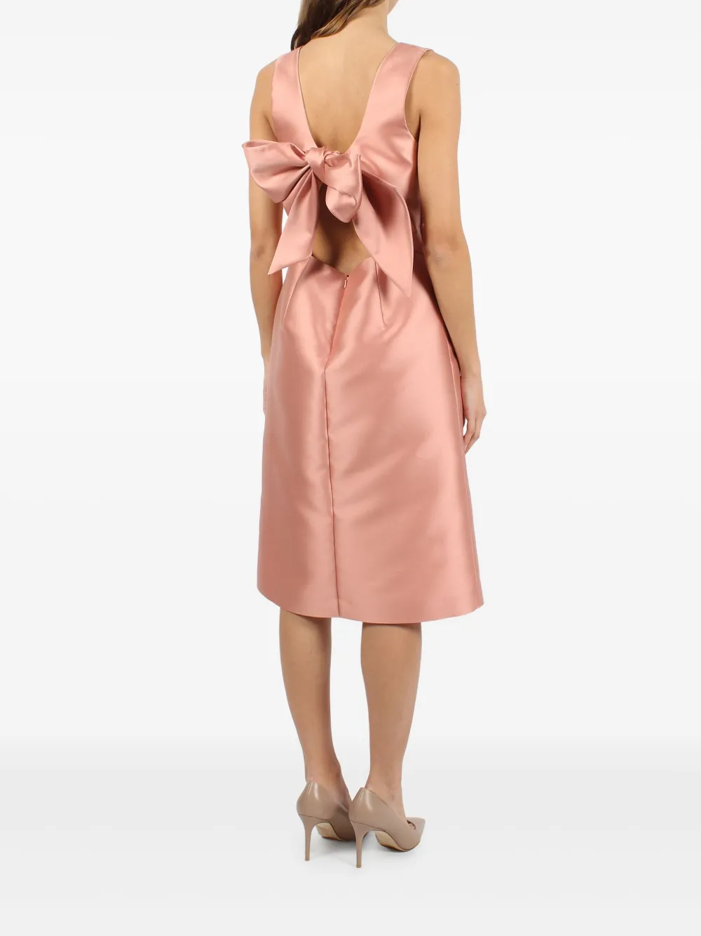 Alberta Ferretti Satijnen jurk met strik op de rug Roze