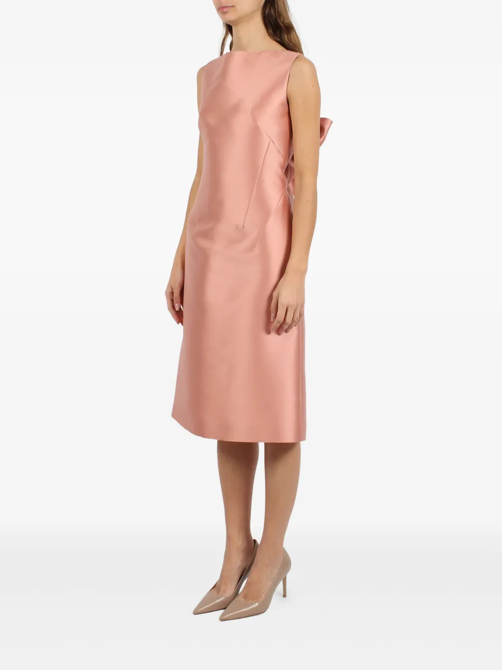 Alberta Ferretti Satijnen jurk met strik op de rug Roze