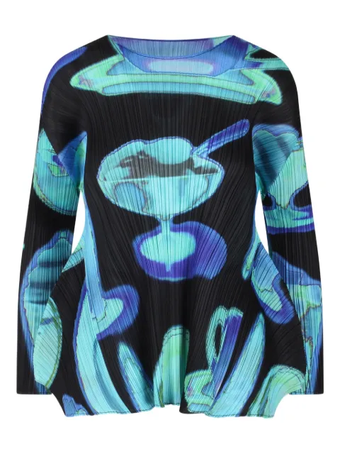 Pleats Please Issey Miyake top plisado con estampado abstracto