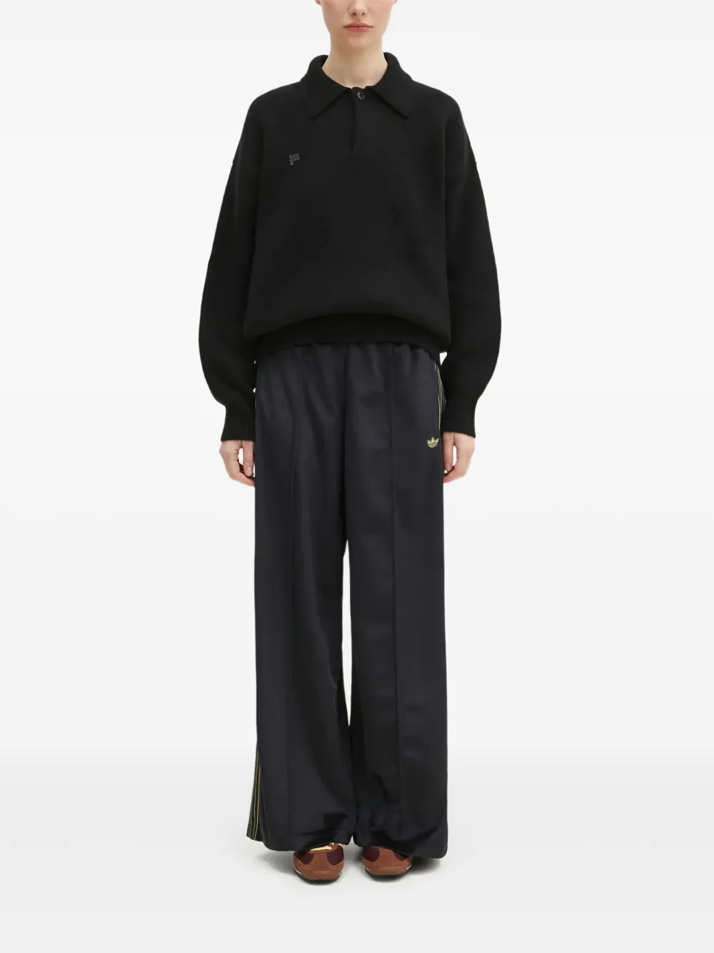 Pangaia ribbed-cuffs polo shirt | Black | Image 1