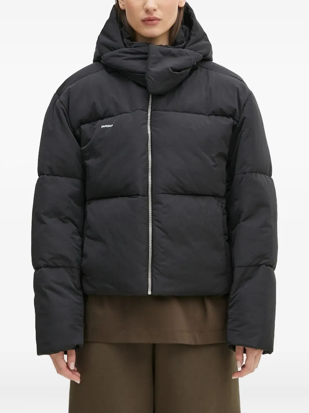 Pangaia hooded puffer jacket | Black | Image 1