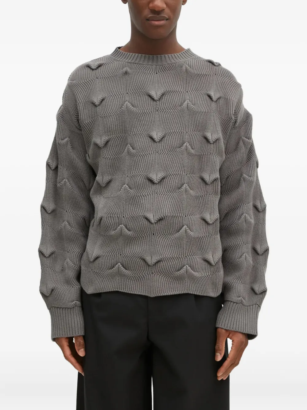 A.A. Spectrum textured v-pattern sweater | Grey | Image 1